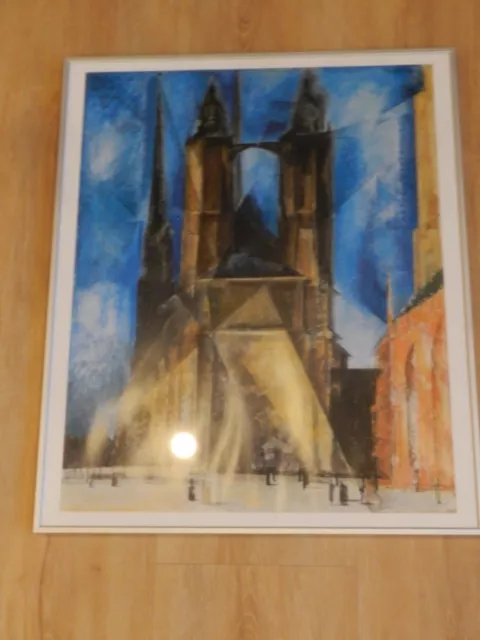 Bild/Druck von Lyonel Feininger (1871-1956) gerahmt hinter Glas 61 - 51 cm