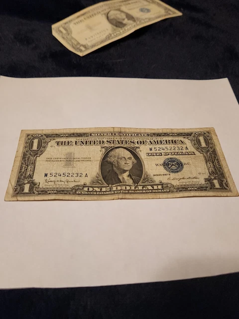 One 1957 B Series Blue Seal $1 Dollar Silver Certificate