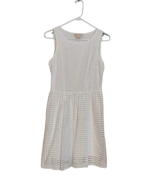 Michael Kors Dress Womens Size 2P White Eyelet Lined Sleeveless