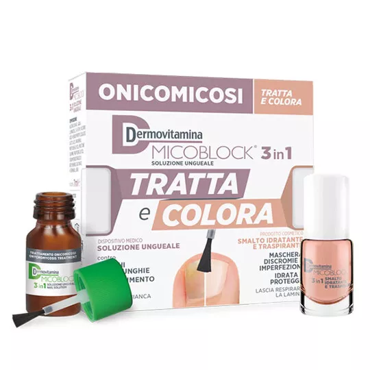 Dermovitamina Micoblock 3 in 1 Tratta e Colora Smalto Antifungo - 7+5ml