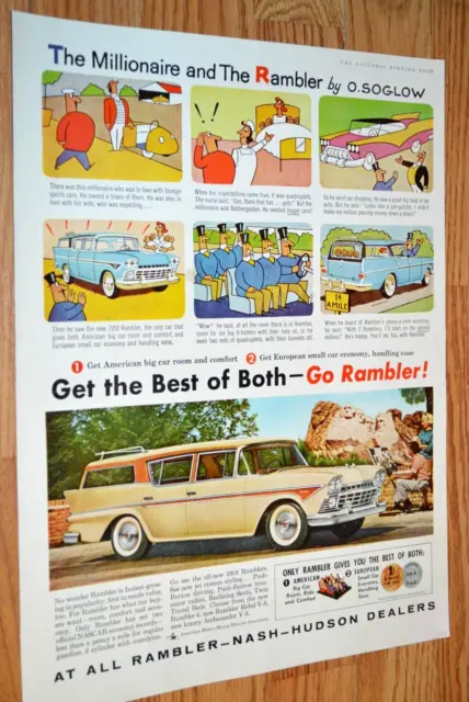 1958 Rambler Six Custom Cross Country Original Large Vintage Advertisement Ad 58