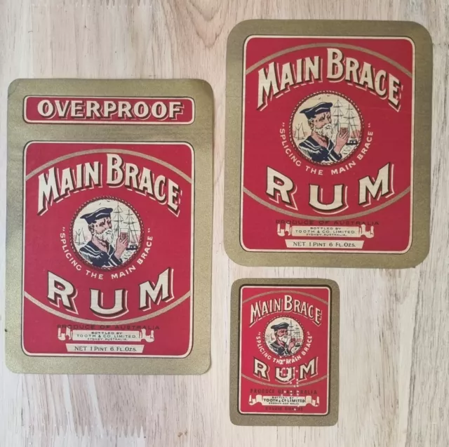 Australian Rum Labels MAIN BRACE RUM Overproof Tooth & Co Sydney