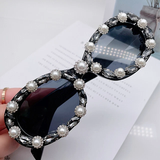 Womens Oval Sunglasses UV400 Bling Rhinestone Elegant Personalized For Party O
