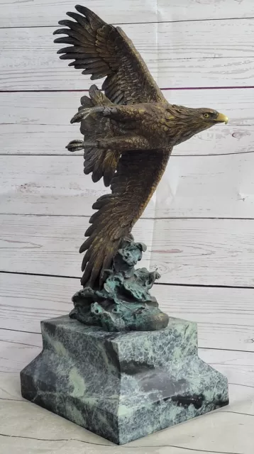 LARGE EAGLE BRONZE & cast iron base EAGLE sculpture statue Hot Cast Decor Sale