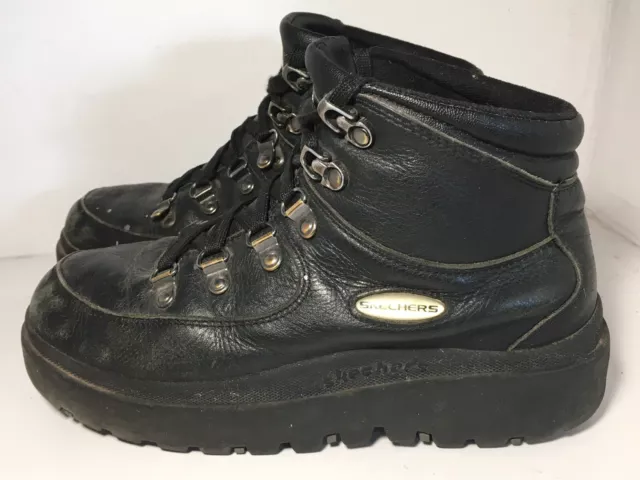 Skechers Vintage 90s Y2K Jammers Black Platform Chunky Heel Shoes Size 6.5