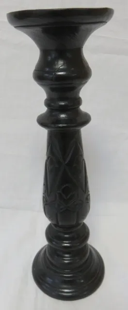 Kerzenhalter aus Holz mit Sporn schwarz 38 cm