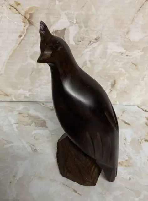 Vintage Hand Carved Ironwood Quail Statue Made in Mexico 10" x 4"