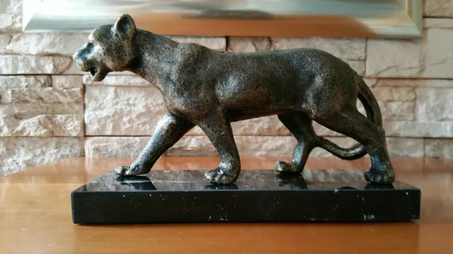 Figur  Eisen Löwe Tiger Puma Jaguar Statue Skulptur Bronze