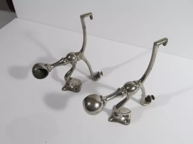 Lot of 2 Antique Bathroom Glass Shelf Towel Bar Rod Brackets Nickel Art Brass Co