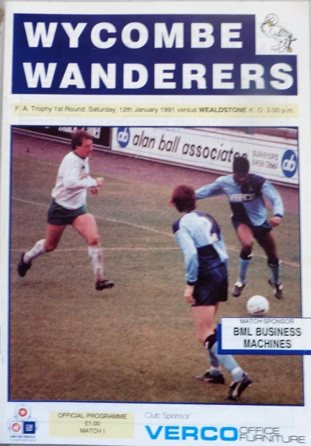 Wycombe Wanderers FA Trophy 1990-91 - Altrincham (A) SF2 13 April 1991 Wycombe Wanderers FA Trophy 1990-91 - Altrincham (A) SF2 13 April 1991