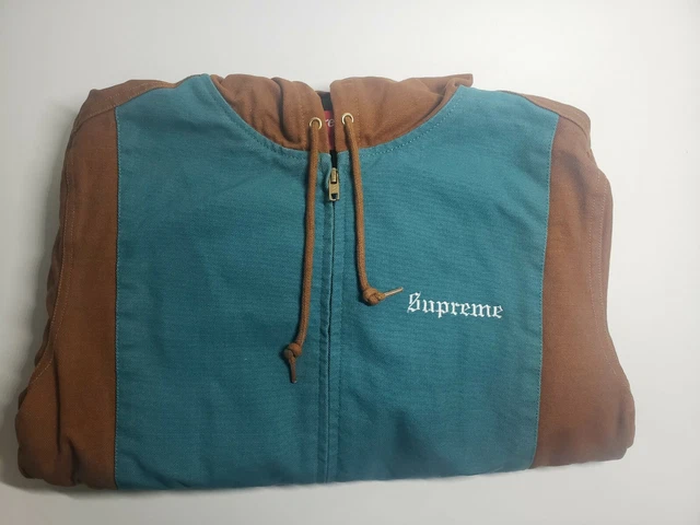 SUPREME 2-TONE HOODED Work Jacket Duck Brown Size Small SS17