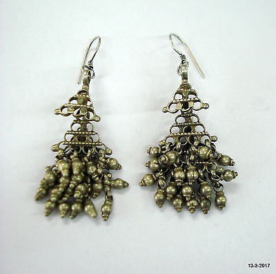 vintage antique ethnic collectible tribal old silver earrings traditional jewell
