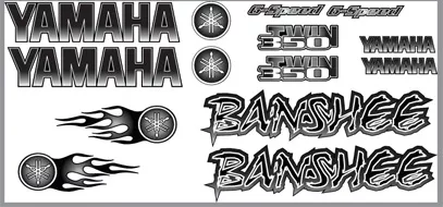 Banshee Decals Black Full Color Stickers aufkleber Graphics 14pc ATV QUAD