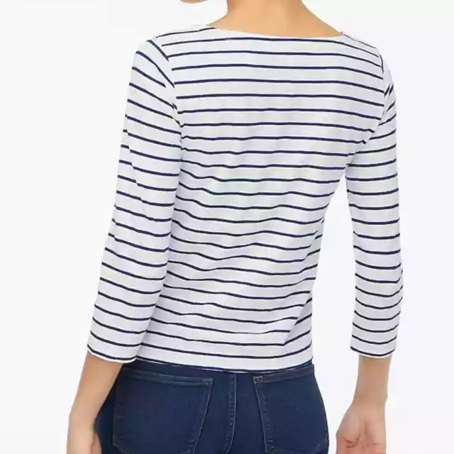 J Crew Striped Boatneck Tee Shirt White and Red Medium NWT 3