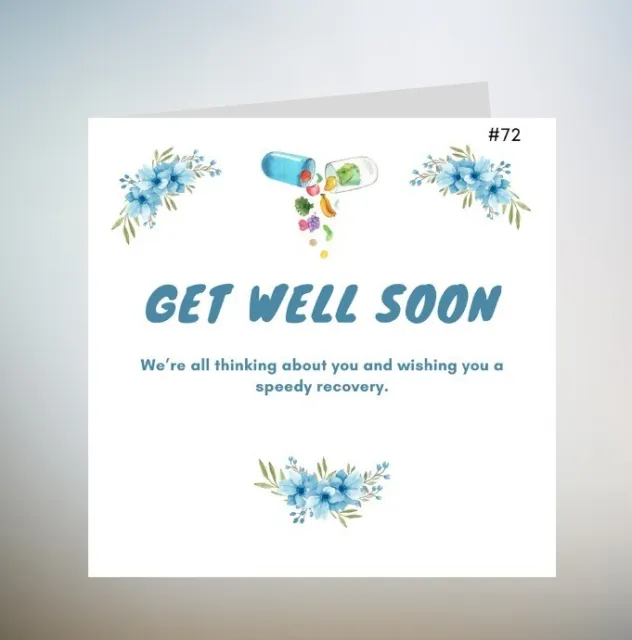 Get Well Soon Card, Hope You Feel Better Soon Card, Speedy Recovery Get Well 6x6