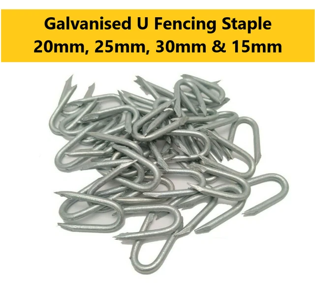 GALVANISED U NAILS 20mm 25mm Fencing 30mm Net 15mm Presser Point Staple