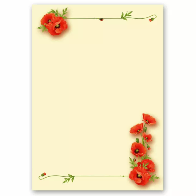 Motiv-Briefpapier-Sets MOHNBLUMEN, Briefpapier mit Umschlag 2