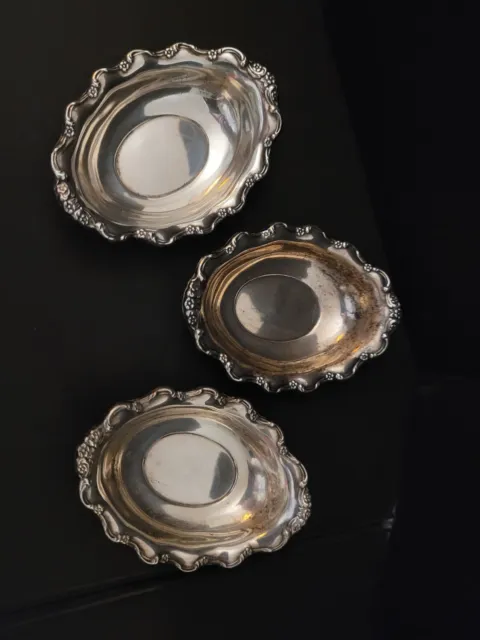 3 Reed And Barton Tara Pattern 832 Sterling Silver Nut Dishes