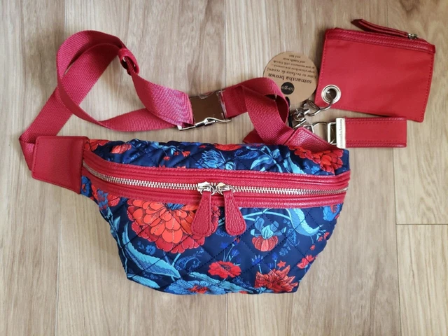 Samantha Brown To-Go Classic Quilted Waist Belt Bag RFID Zip Pouch & Key Fob NWT