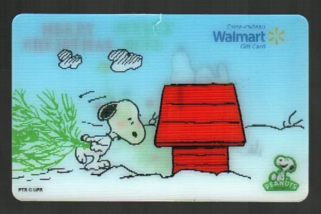 WALMART ( Canada ) Joyeux Noel, Snoopy 2010 Lenticular Gift Card ( $0 )
