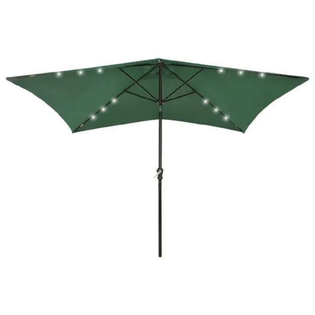 Parasol with LEDs and Steel Pole Green 6.6'x9.8'