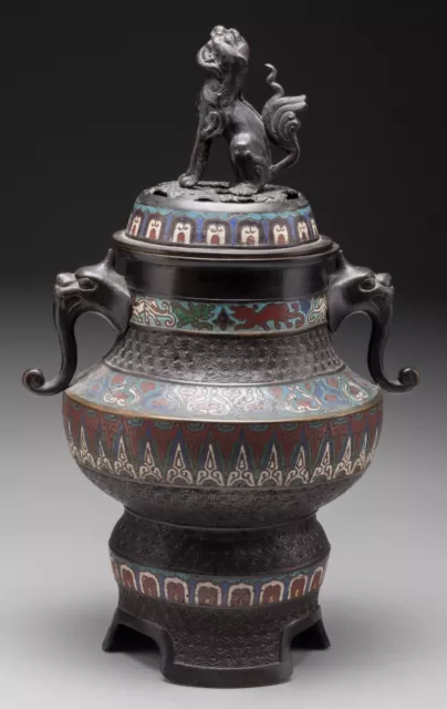 Japanese Meiji Period Cloisonne Bronze Censer Ca, 1890