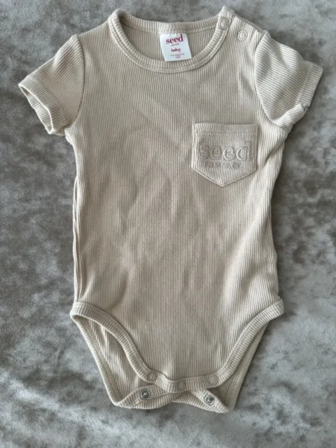 Seed Heritage Baby Nude Robbed Short Sleeve Bodysuit Sz 000 As New