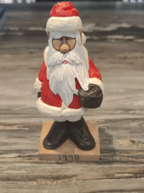 Dave Constantine Carved Resin Santa Claus Gnome hand painted 1998 Signed