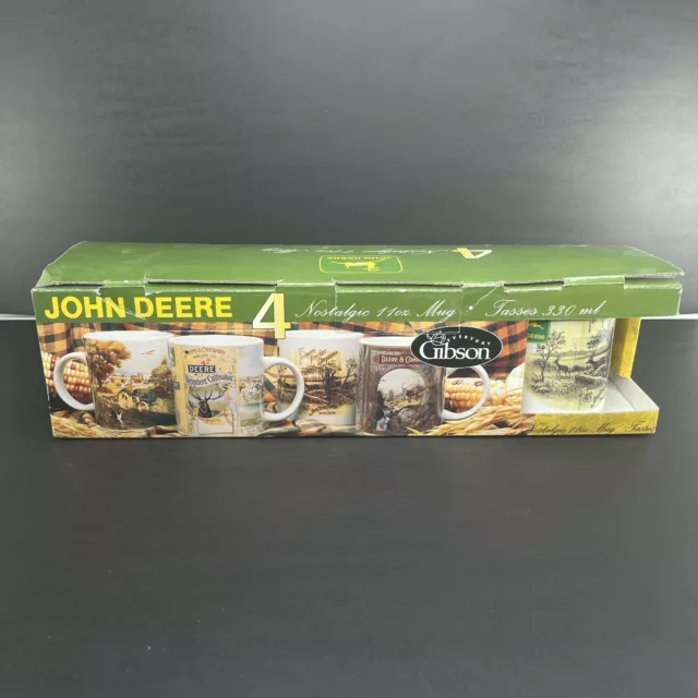 John Deere Nostalgic 11 oz Four-Piece Mug Set New-In-Box Made By Everyday Gibson