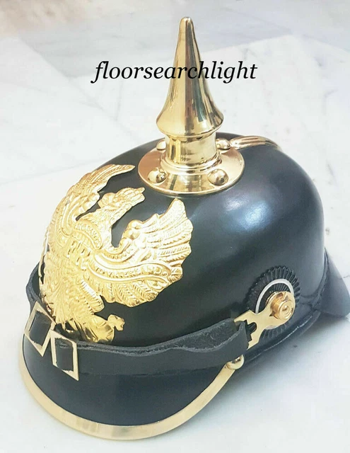 German Prussian Pickelhaube Helmet – Imperial Officer Style Leather Spiked Helmet