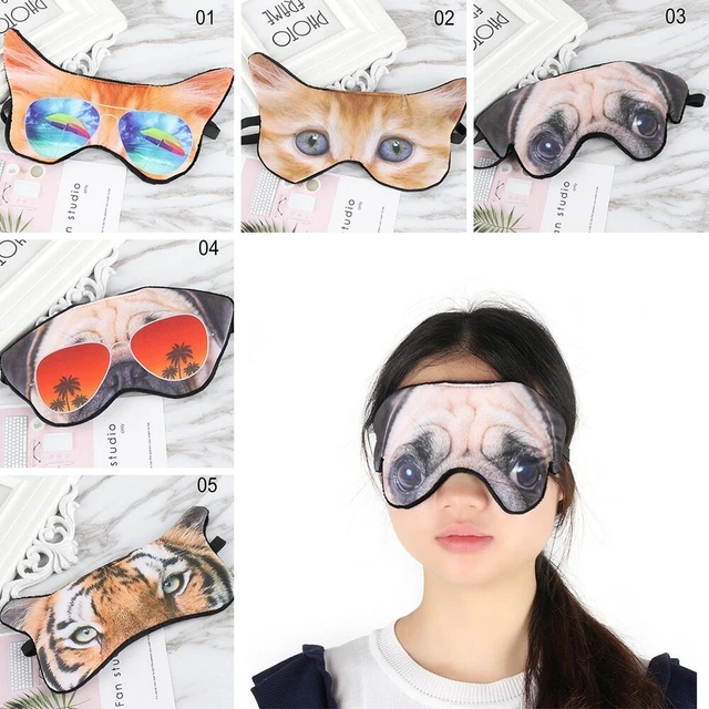 TIER SCHLAFMASKE Augenbinde Schlafbrille Reisemaske Augenmaske Katze Mops Tiger