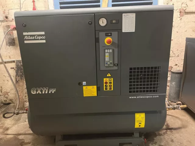 ATLAS COPCO GX11 FF SILENCED ROTARY SCREW AIR COMPRESSOR 11kW 15HP 7.5 BAR 56CFM