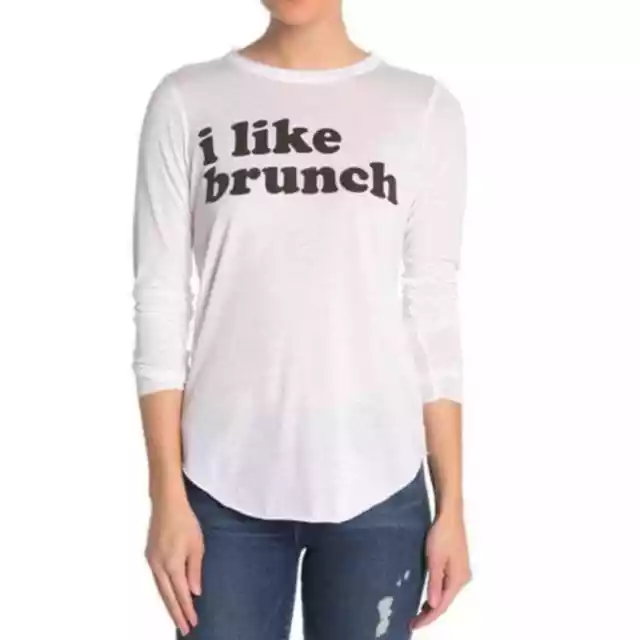 Chaser NWT Revolve I Like Brunch long sleeve white shirt medium