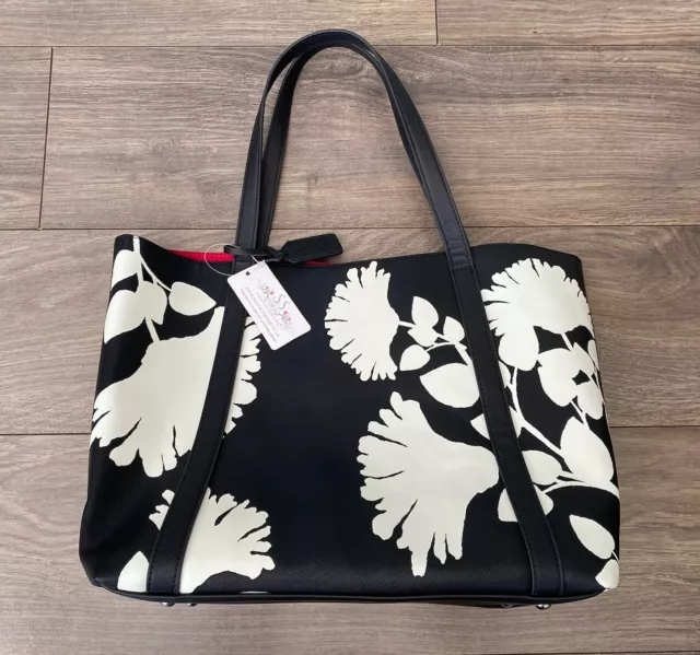 LAURA ASHLEY Large Black & White Floral Tote / Holiday/ Shopping Bag BNWT