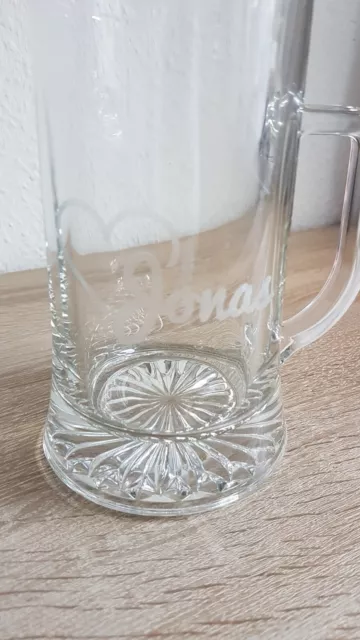 Bierglas mit Henkel & Gravur, NEU