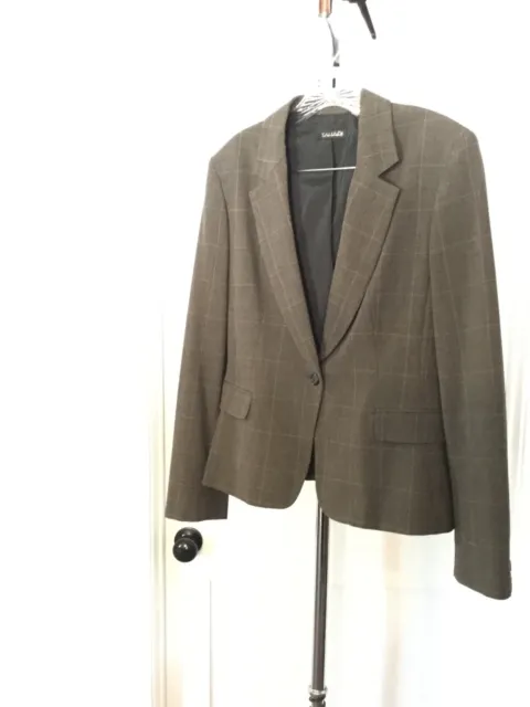 Tahari Jacket Blazer Brown Glen Plaid Womens Size 12 Fully Lined