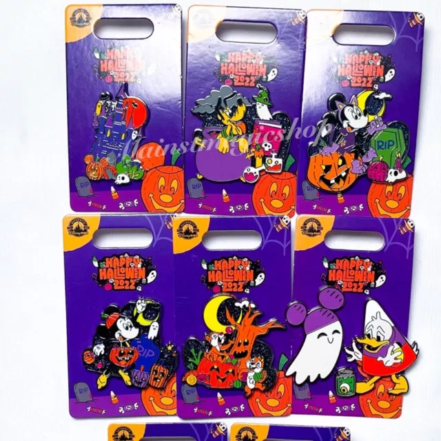 2022 Disney Parks Disneyland Resort Holiday Happy Halloween Complete Pin Set 8 3