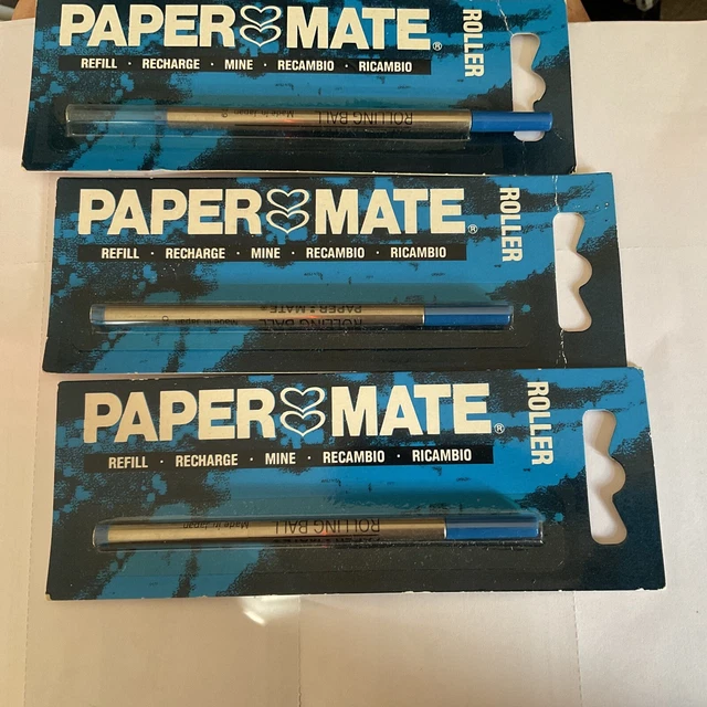 Job lot 3 Vintage New / Old Stock Paper Mate Roller Refills 3 Blue