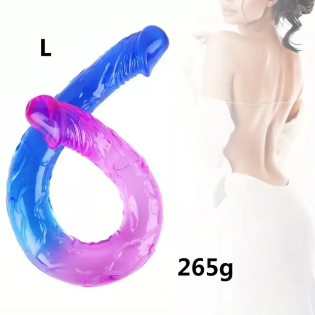 Sextoy Double Dong Anal Vaginal Godemiché Gode Double Jelly Bleu Rose 44cm