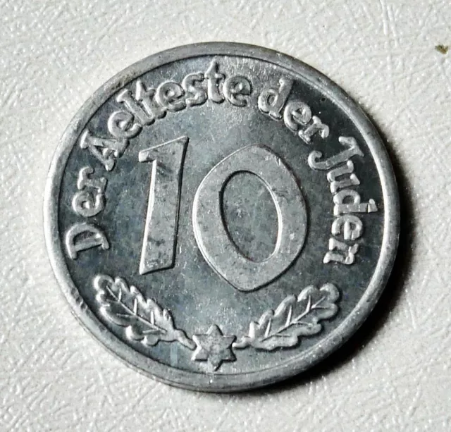 WW2 german restrike coin - Juden 10 Pfennig  1942 -  Getto Litzmannstadt