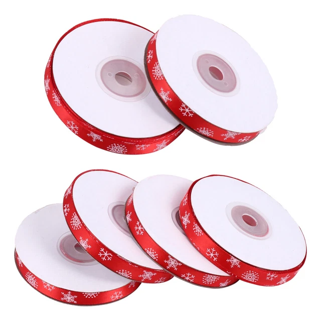6 Rollen Weihnachtsgeschenkbänder Schneeflocke Gedruckt Geschenk Verpackung