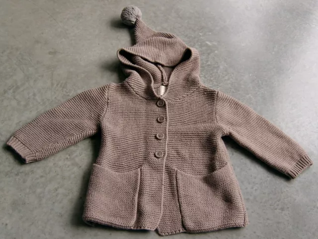 Wilson & Frenchy Baby Cotton / Wool Knit Hooded Cardigan Sz 6 - 12 Months (0)