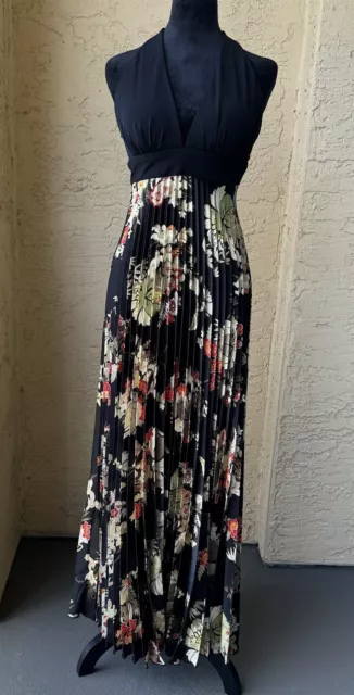 Betsy & Adam Halter Neck Long Dress Floral Print Size 4