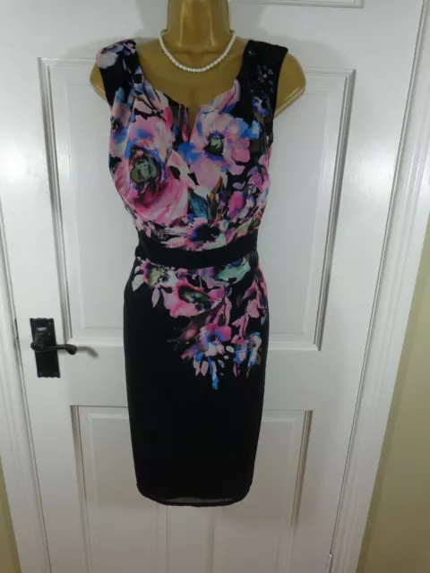 Pretty Little Mistress Black Floral Lined Dress, UK 22, New With Tags