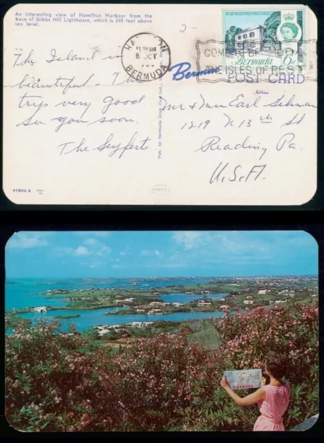 BERMUDA  🇧🇲 AK PPC Postcard Hamilton 08.10.1958 to Riading Pa USA Top