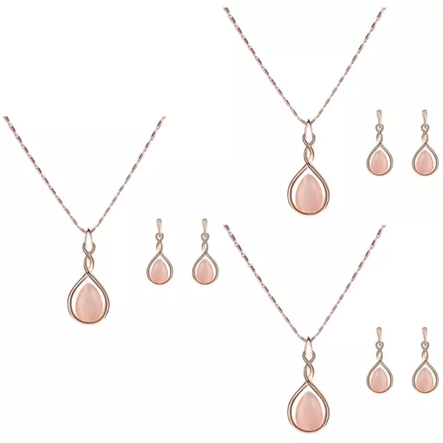 3 Sets M Bride Jewelry Kit Gold Bridesmaid Crystal Necklaces