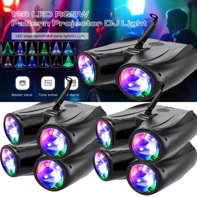 4x 1000Muster Laser Projektor Bühnenlicht RGBW 128LED Lichteffekte DJ Disco Show