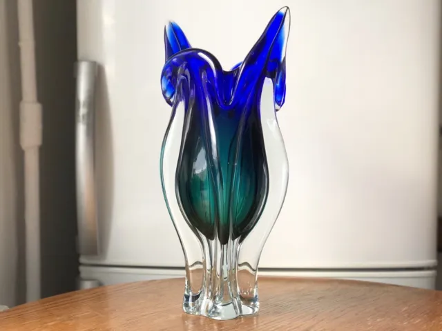 Mid-Century Modern Czech Art Glass Josef Hospodka Chribska Glassworks Vase