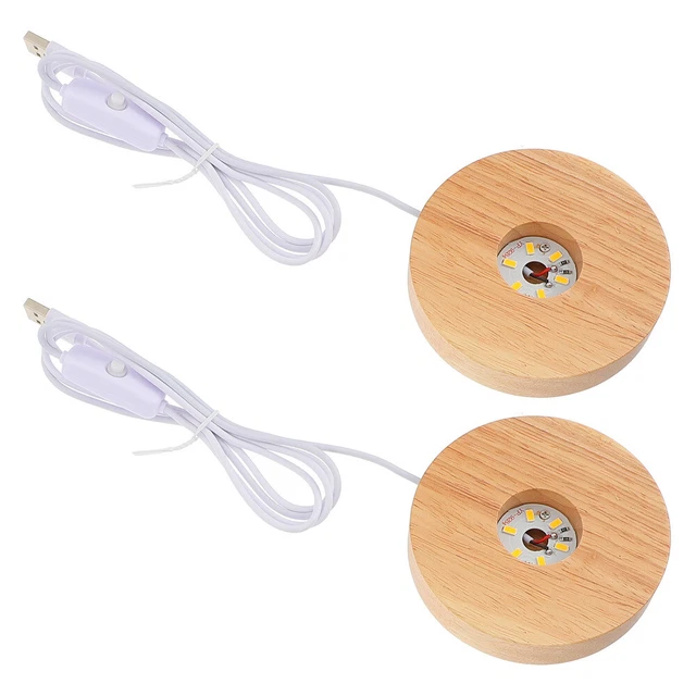 2 pz base LED legno base display in sfera di vetro treppiede luminoso base cachi
