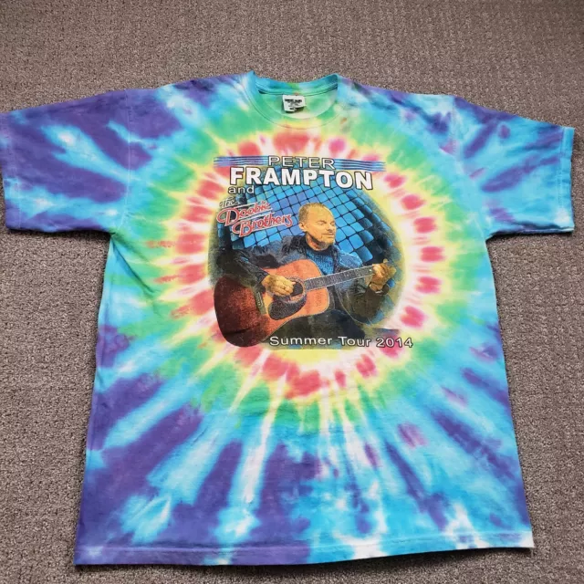 PETER FRAMPTON DOOBIE BROTHERS Shirt Mens 2XL Summer Tour 20014 Tie Dye Band Tee